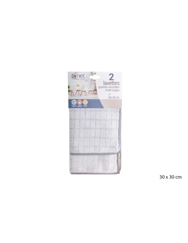 2 lavettes microfibre multi usages 30x30